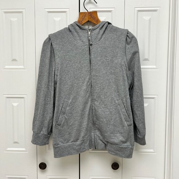 Lacoste 3/4 Sleeve Hooded Grey Sweater - Picture 1 of 3